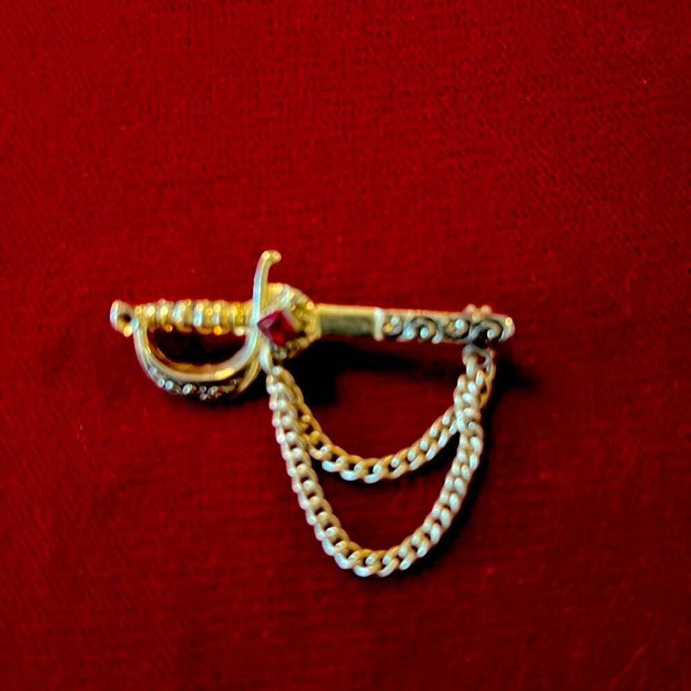 Vintage Ruby Sword Brooch